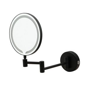 JTP Zoom Matt Black Round LED Cosmetic Mirror
