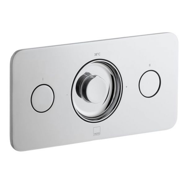 Vado Zone Horizontal Chrome 2 Outlet Push Button Thermostatic Shower