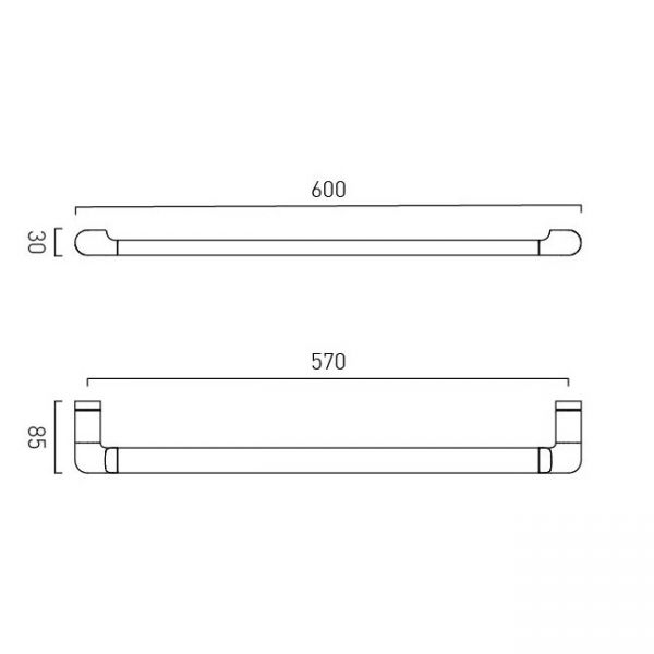 Vado Zoo Chrome Towel Rail 600mm #2