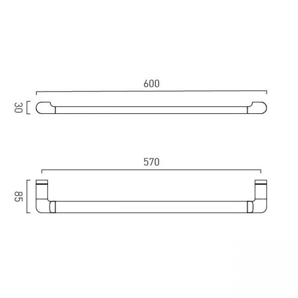 Vado Zoo Pewter Towel Rail 600mm #2