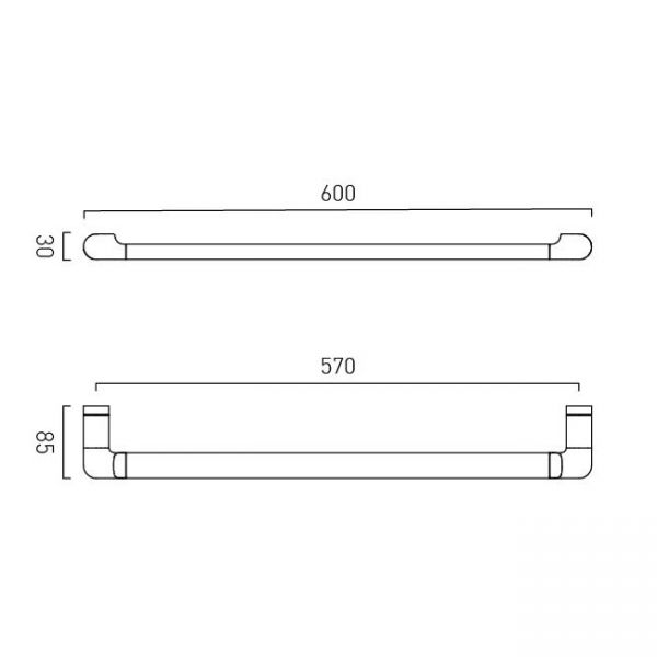 Vado Zoo Satin Brass Towel Rail 600mm #2