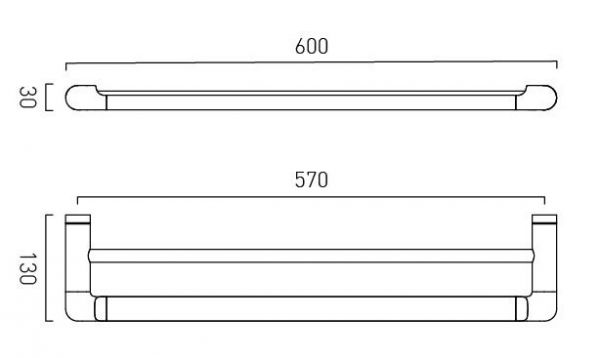 Vado Zoo Chrome Double Towel Rail 600mm #2