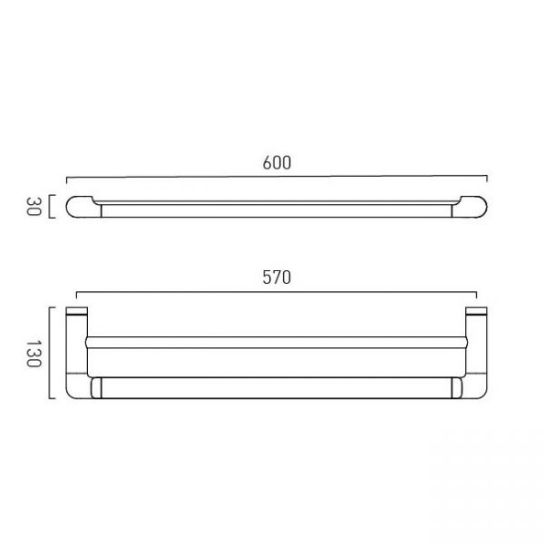 Vado Zoo Matt Black Double Towel Rail 600mm #2