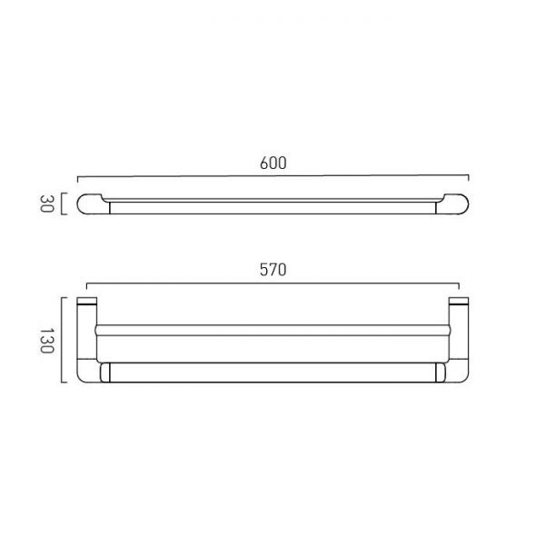 Vado Zoo Pewter Double Towel Rail 600mm #3