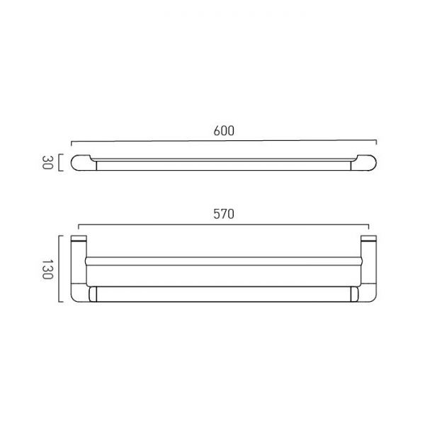 Vado Zoo satin Brass Double Towel Rail 600mm #3
