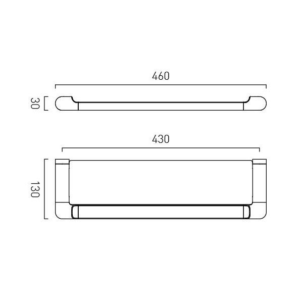Vado Zoo Satin Brass Shower Shelf 460mm #2