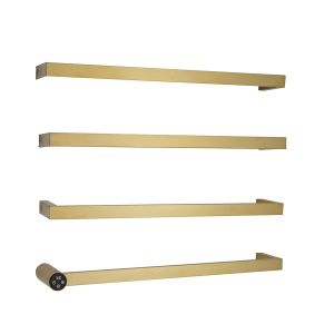 JTP Zyon Brushed Brass 486 x 600 Designer Electric Towel Rail