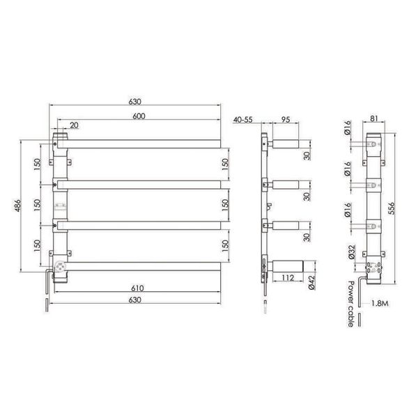 JTP Zyon Stainless Steel 486 x 600 Designer Electric Towel Rail #3