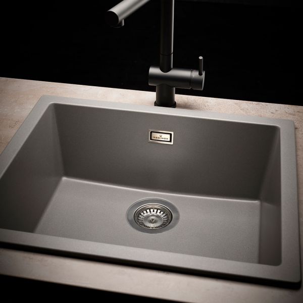 Reginox Amsterdam Grey 1 Bowl Granite Kitchen Sink 560 x 460mm #3