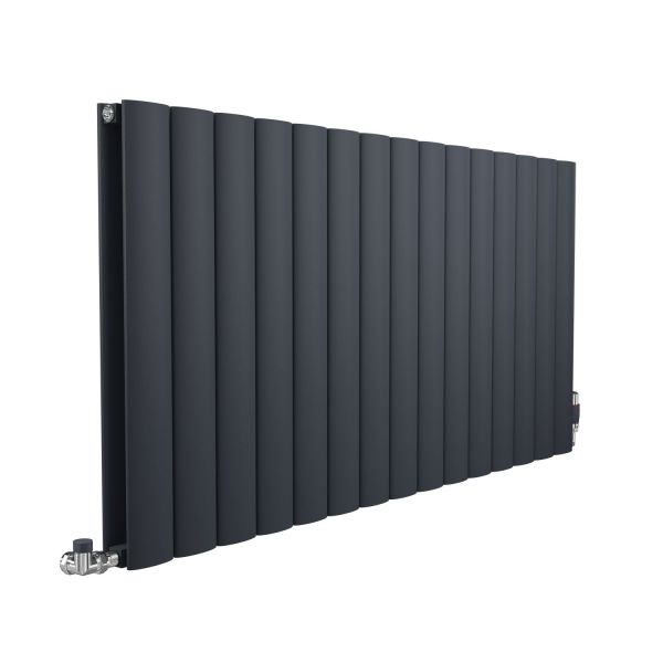 Apollo Magenta Curved Horizontal Aluminium Anthracite Matt Designer Radiator 300 x 1435mm