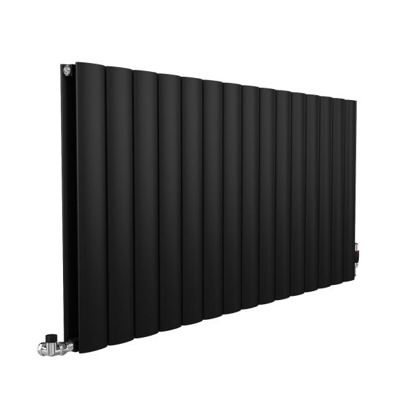 Apollo Magenta Curved Horizontal Aluminium Metallic Black Designer Radiator 300 x 1435mm