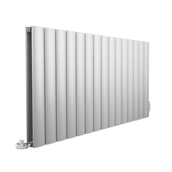 Apollo Magenta Curved Horizontal Aluminium Silver Designer Radiator 300 x 1195mm