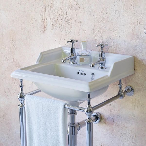 Burlington Classic 500mm Square Basin and Chrome Washstand B20 #3