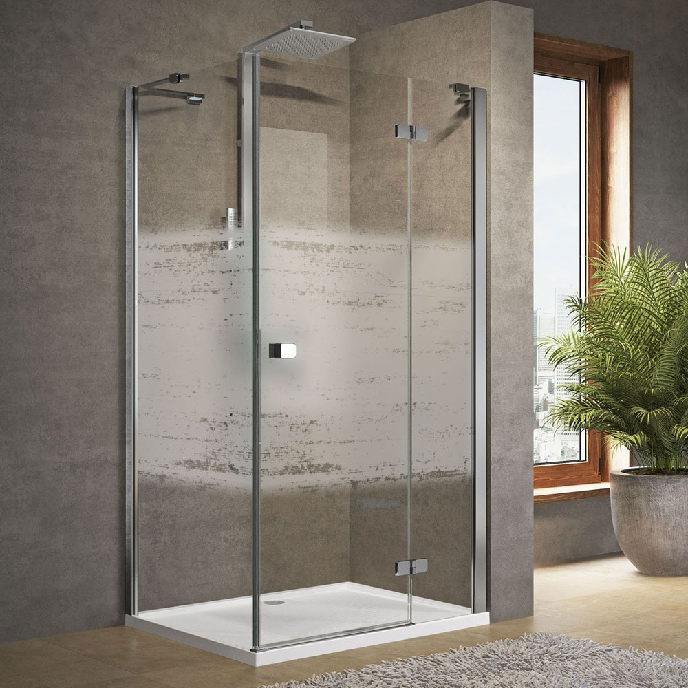 Novellini Brera G+F Hinged 900 Chrome Right Hand Shower Door with Fixed