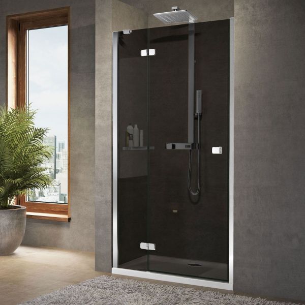 Novellini Brera G Hinged 1000 Chrome Left Hand Shower Door with Fixed Inline Panel
