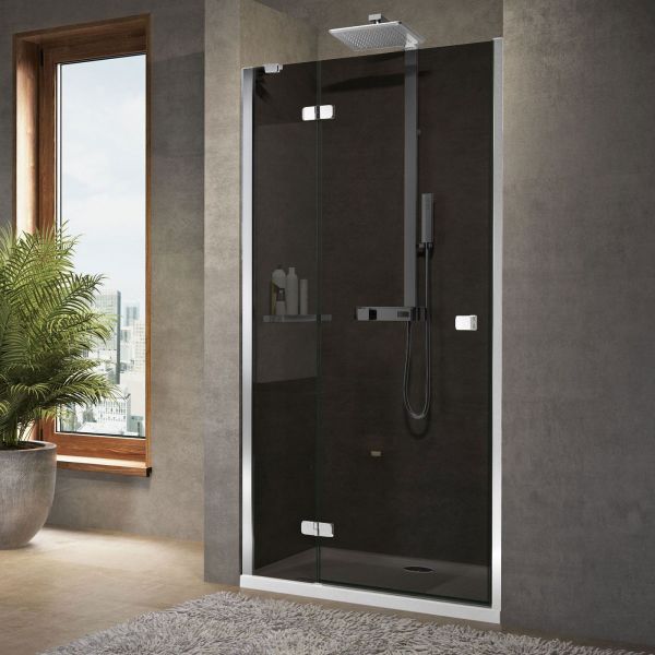Novellini Brera G Hinged 800 Chrome Left Hand Shower Door with Fixed