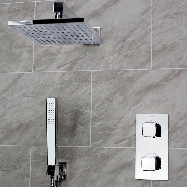 Bristan Cobalt Chrome 2 Outlet Shower Pack with Overhead Shower and Handset