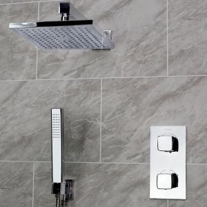 Bristan Cobalt Chrome 2 Outlet Shower Pack with Overhead Shower and Handset