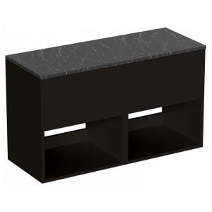 Britton Hackney 1000mm Black Wall Hung Vanity Unit with Marquina Worktop