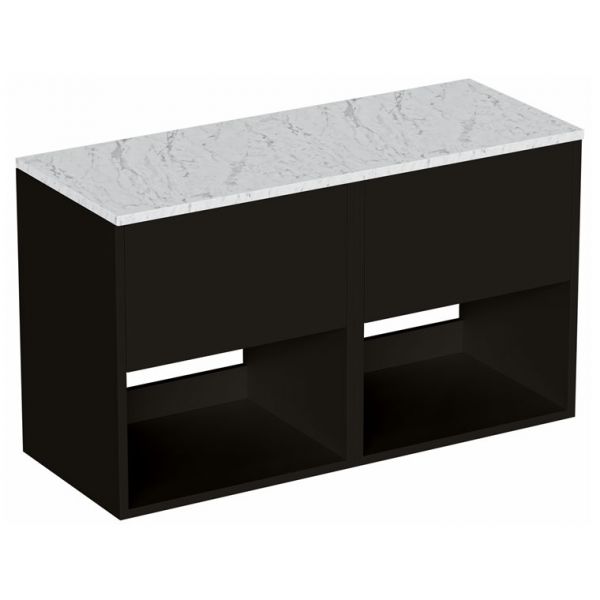 Britton Hackney 1000mm Black Wall Hung Vanity Unit with Carrara Worktop