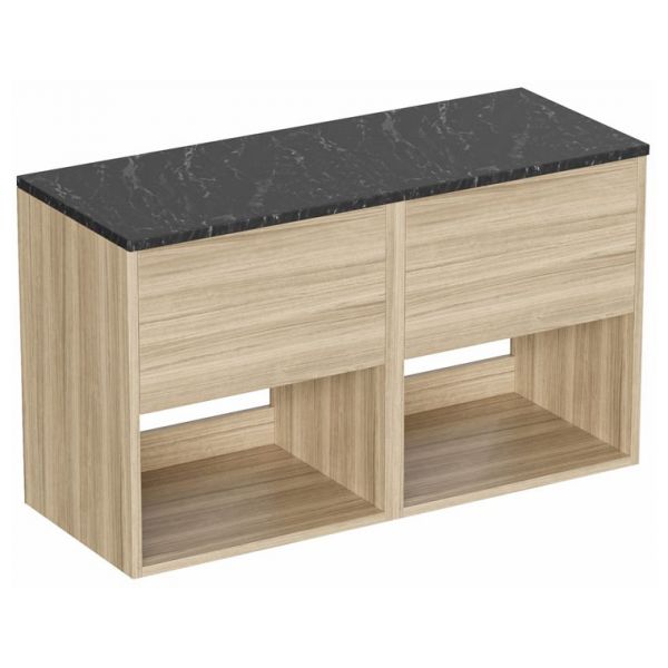 Britton Hackney 1000mm Cherry Wall Hung Vanity Unit with Marquina Worktop