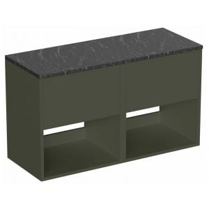 Britton Hackney 1000mm Green Wall Hung Vanity Unit with Marquina Worktop