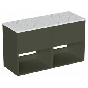 Britton Hackney 1000mm Green Wall Hung Vanity Unit with Carrara Worktop