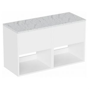 Britton Hackney 1000mm White Wall Hung Vanity Unit with Carrara Worktop