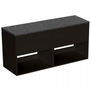 Britton Hackney 1200mm Black Wall Hung Vanity Unit with Marquina Worktop