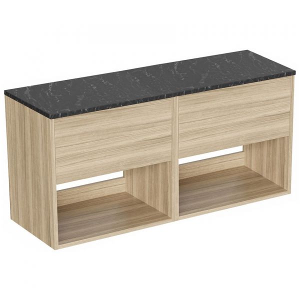 Britton Hackney 1200mm Cherry Wall Hung Vanity Unit with Marquina Worktop