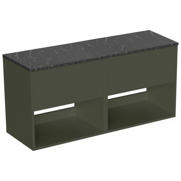 Britton Hackney 1200mm Green Wall Hung Vanity Unit with Marquina Worktop