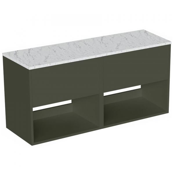 Britton Hackney 1200mm Green Wall Hung Vanity Unit with Carrara Worktop