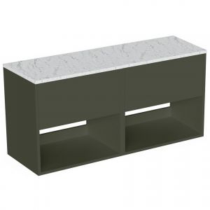 Britton Hackney 1200mm Green Wall Hung Vanity Unit with Carrara Worktop