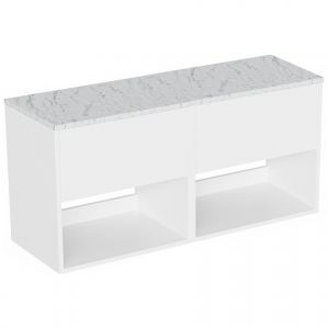 Britton Hackney 1200mm White Wall Hung Vanity Unit with Carrara Worktop