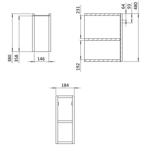 Britton Hackney 700mm White Wall Hung Vanity Unit & One Shelf Unit with Marquina Worktop #3