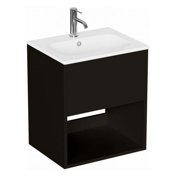 Britton Hackney 500mm Black Wall Hung Vanity Unit and Basin