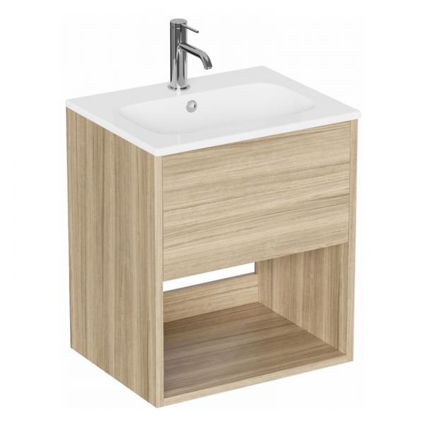 Britton Hackney 500mm Cherry Wall Hung Vanity Unit and Basin
