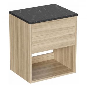 Britton Hackney 500mm Cherry Wall Hung Vanity Unit with Marquina Worktop