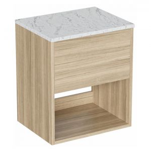 Britton Hackney 500mm Cherry Wall Hung Vanity Unit with Carrara Worktop