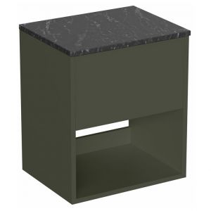 Britton Hackney 500mm Green Wall Hung Vanity Unit with Marquina Worktop