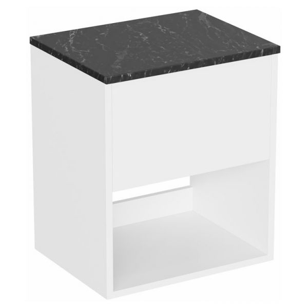 Britton Hackney 500mm White Wall Hung Vanity Unit with Marquina Worktop