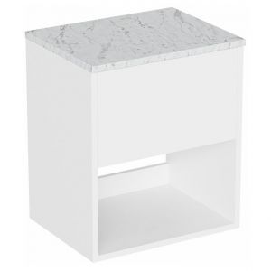 Britton Hackney 500mm White Wall Hung Vanity Unit with Carrara Worktop