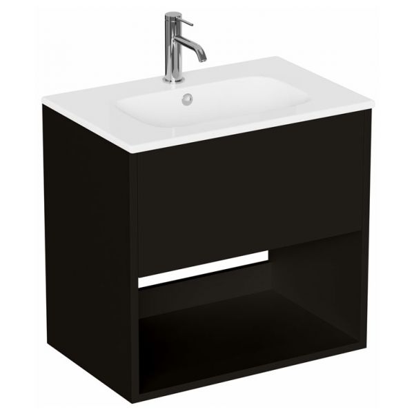 Britton Hackney 600mm Black Wall Hung Vanity Unit and Basin