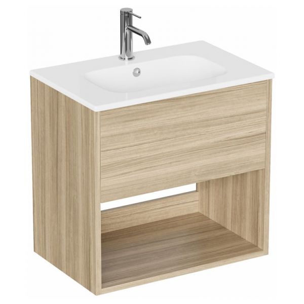 Britton Hackney 600mm Cherry Wall Hung Vanity Unit and Basin