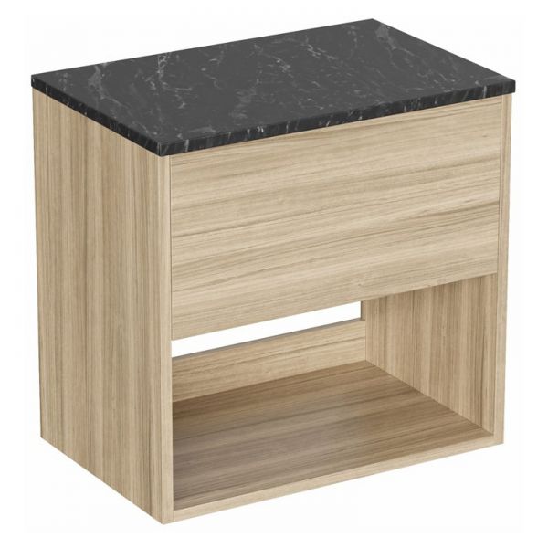 Britton Hackney 600mm Cherry Wall Hung Vanity Unit with Marquina Worktop