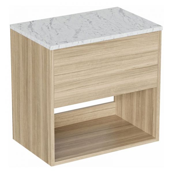 Britton Hackney 600mm Cherry Wall Hung Vanity Unit with Carrara Worktop