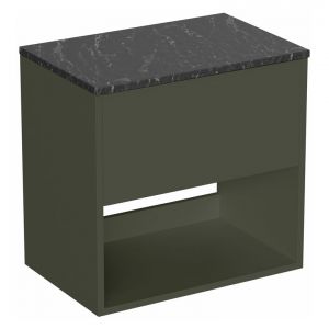 Britton Hackney 600mm Green Wall Hung Vanity Unit with Marquina Worktop