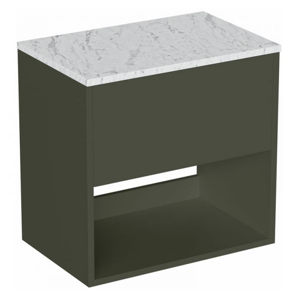 Britton Hackney 700mm Green Wall Hung Vanity Unit with Carrara Worktop