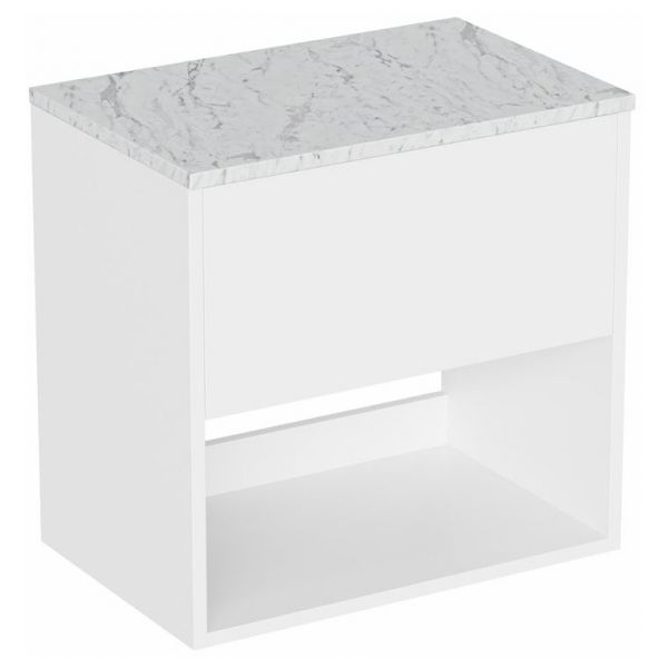 Britton Hackney 700mm White Wall Hung Vanity Unit with Carrara Worktop