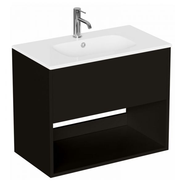 Britton Hackney 700mm Black Wall Hung Vanity Unit and Basin